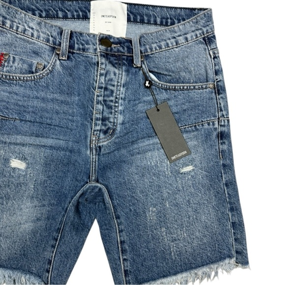 One Teaspoon Mr. Blacks Shorts Size 28 Men’s Frayed Distressed Denim Cutoffs - Picture 5 of 9
